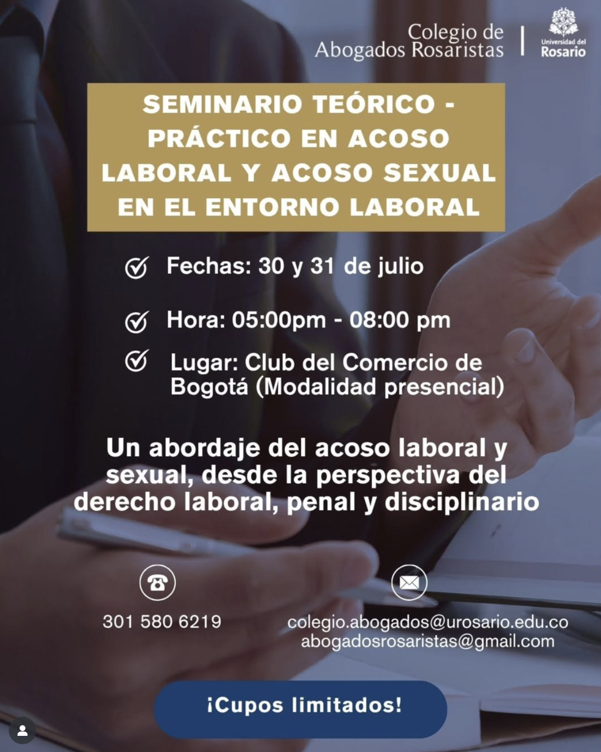 Seminario teórico –  práctico en acoso laboral  y acoso sexual en entorno  laboral