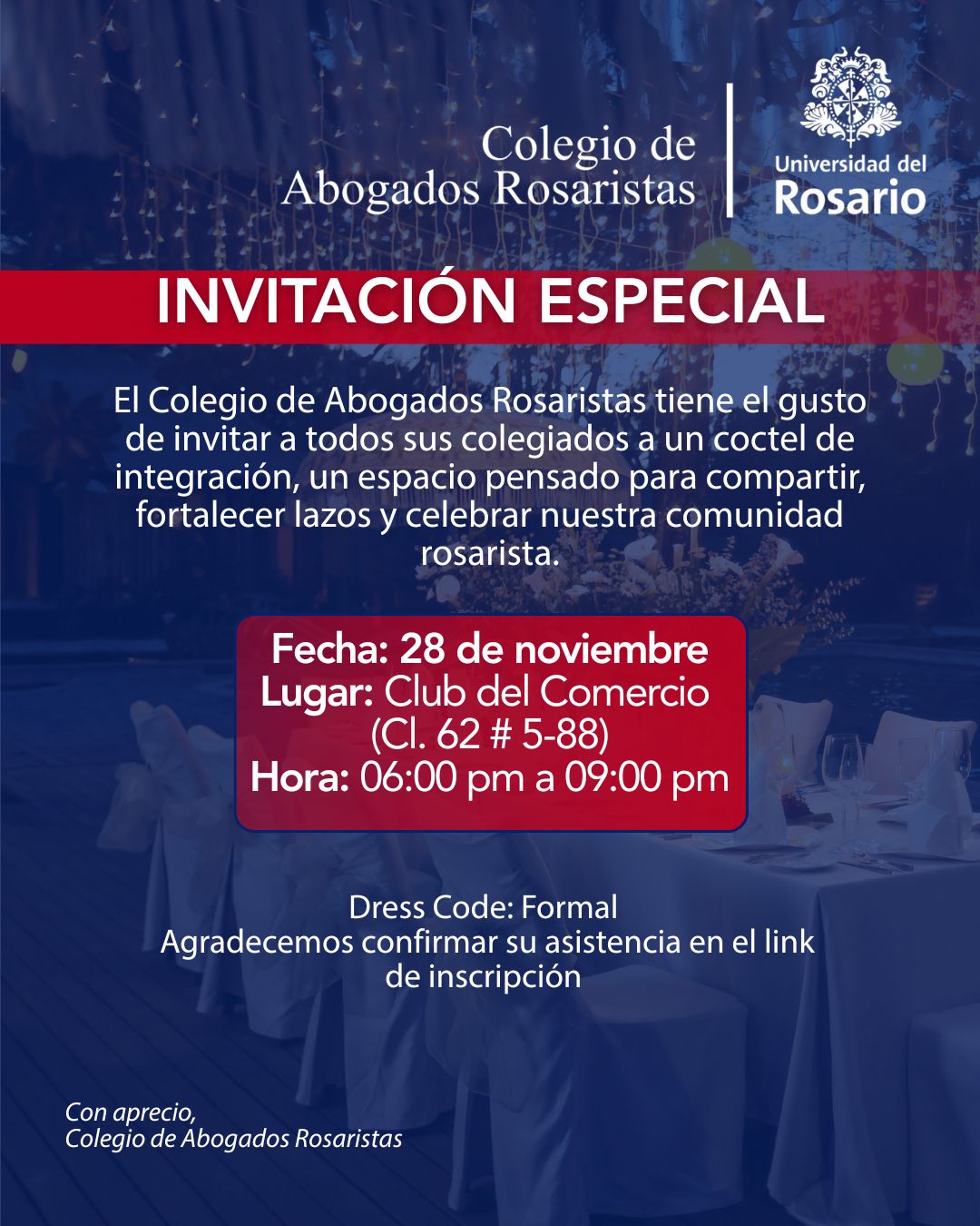 Cóctel cierre de año Colegio de Abogados Rosaristas